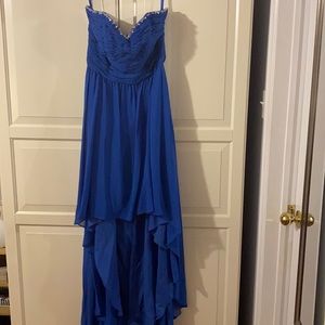 Mori Lee Royal Blue Strapless High-Low Dress